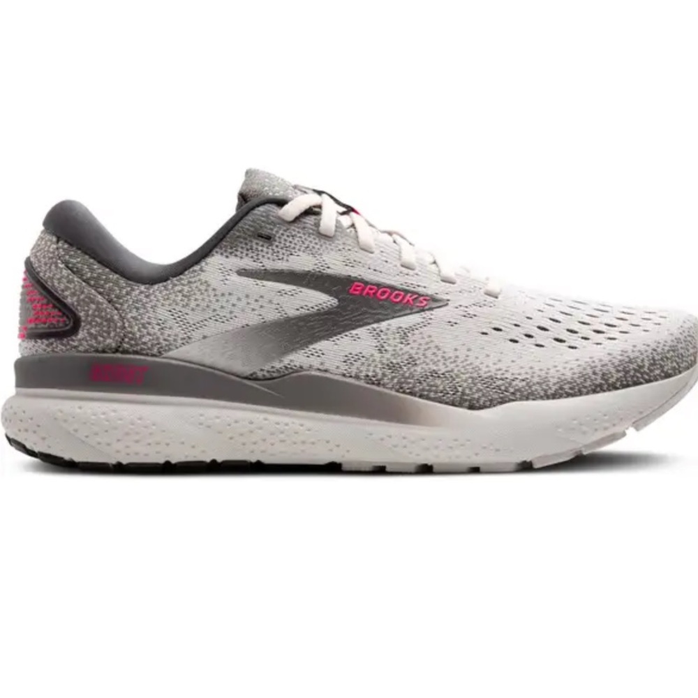Brooks Ghost 16 Gray and Pink Running Sneakers